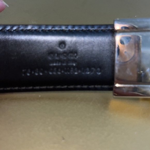 Vintage Gucci Belt Black Leather with Silver Buckle Logo Size 30 - Picture 5 of 7